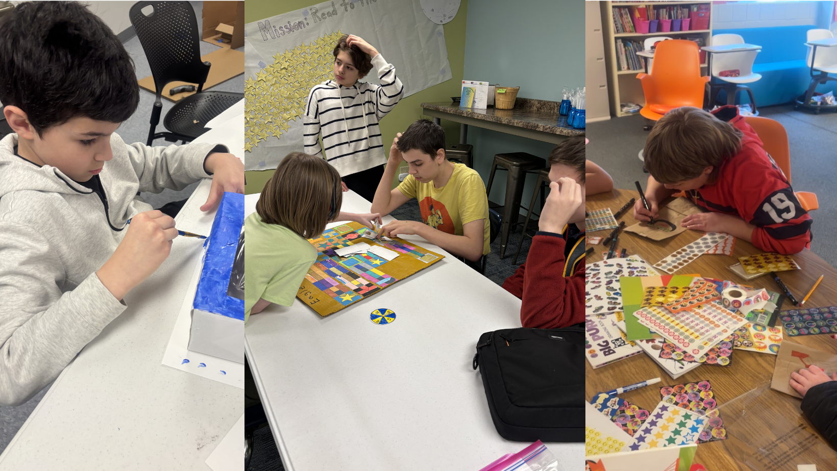 Image of Lake Michigan Academy students working on projects.